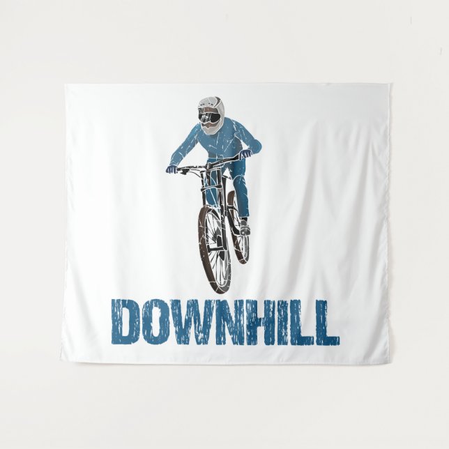 Trail Mountain Biker Downhill Wandteppich (Vorderseite (Horizontal))