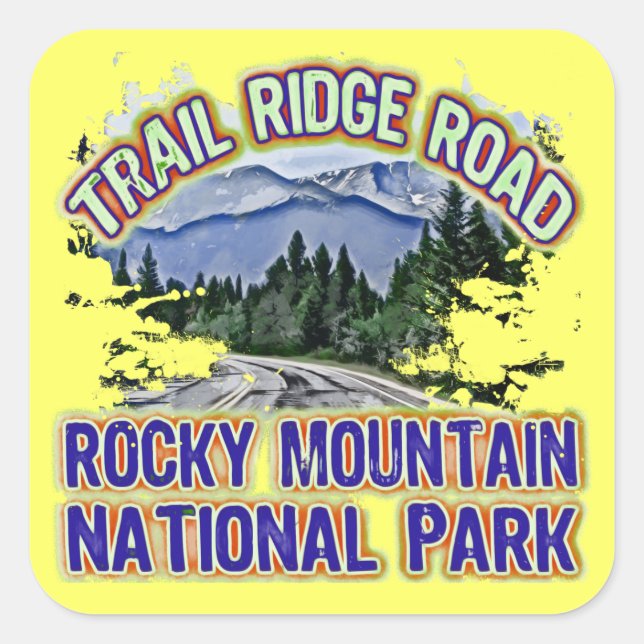 Trail Ridge Road Rocky Mountain Nationalpark Quadratischer Aufkleber (Vorderseite)