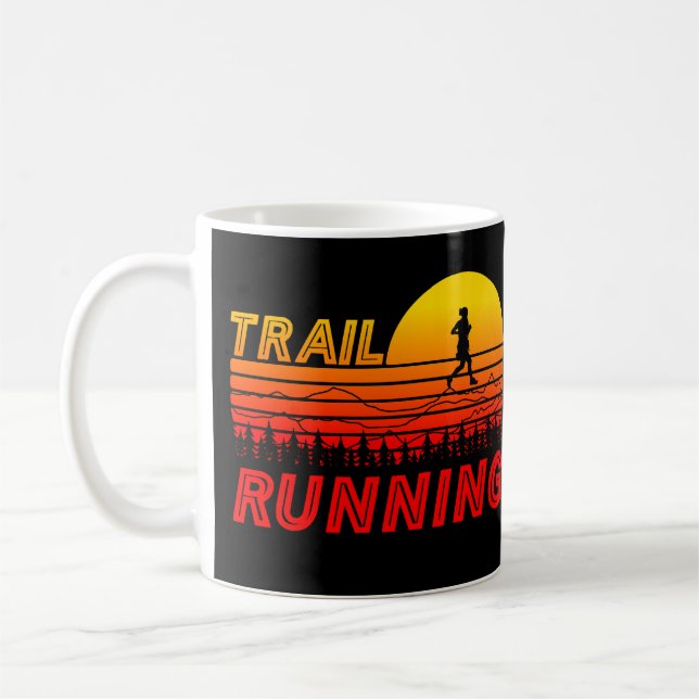 Trail Running orangen Sonnenuntergang mit Bergen Kaffeetasse (Links)