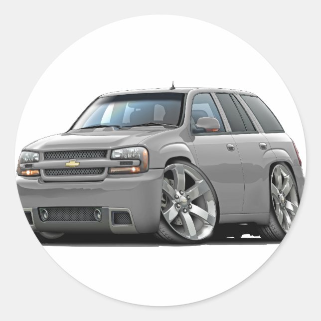 Trailblazer Silver Truck Runder Aufkleber (Vorderseite)