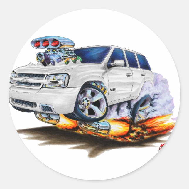 Trailblazer SS White Truck Runder Aufkleber (Vorderseite)