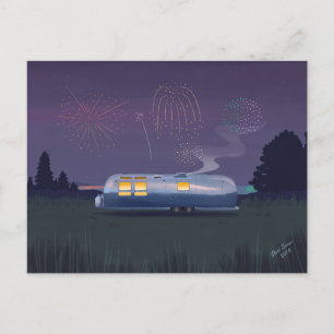 Trailer Silver RV & Night Sky Postkarte