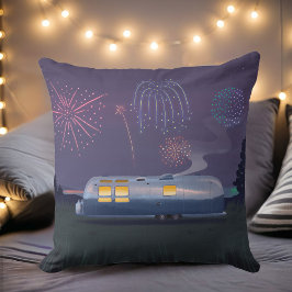 Trailer Silver RV & Night Sky Square Kissen