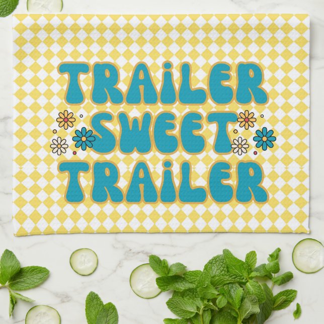 Trailer Sweet Trailer Gelbes Harlequin Geschirrtuch (Gefaltet)