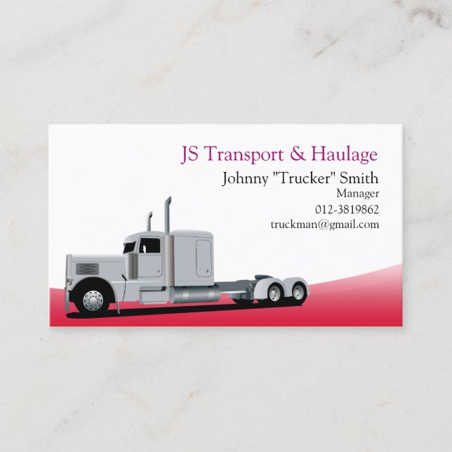 Trailer Truck Haute Red Business Card Visitenkarte (Vorderseite)