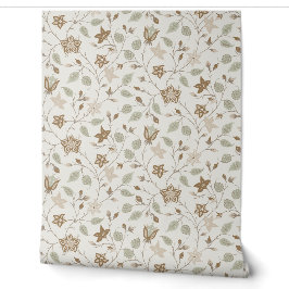 Trailing Floral - Paisley - Beige And Sage Green Tapete
