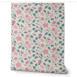 Trailing Floral - Paisley - Soft Pink & Dusty Blue Tapete