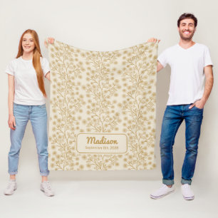 Trailing Gold Floral Name Geburtsdatum Baby Fleecedecke