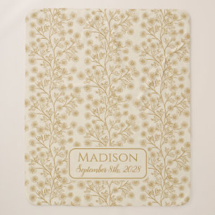 Trailing Gold Floral Name Geburtsdatum Baby Sherpadecke