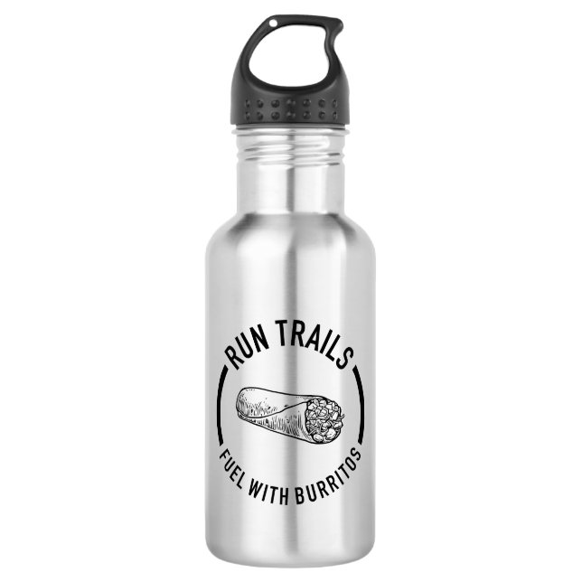 Trails laufen, mit Burritos beleben Edelstahlflasche (Vorderseite)