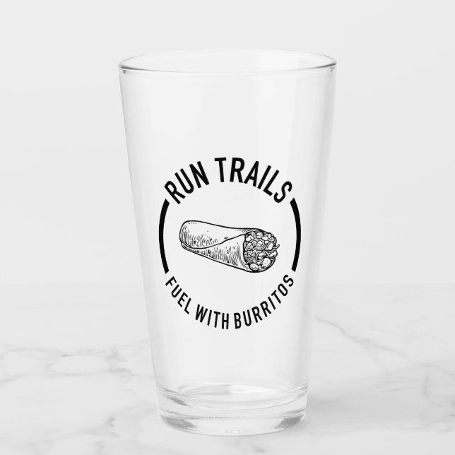 Trails laufen, mit Burritos beleben Glas (Vorderseite)