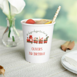 Train 2nd Birthday Watercolor Santas Party Express Pappbecher