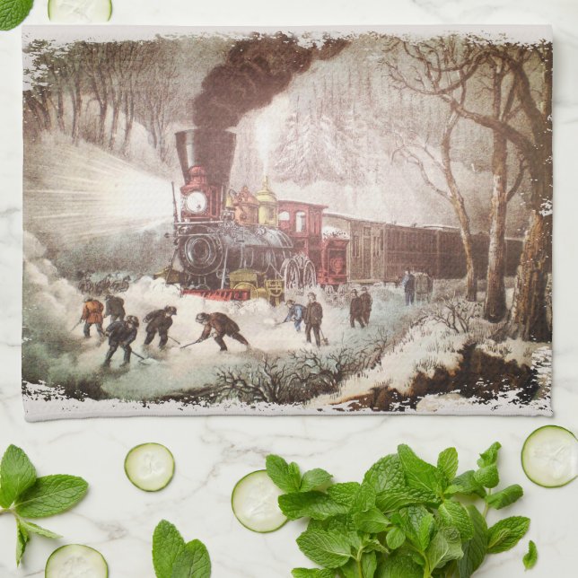 Train à neige serviette de cuisine (Plié)