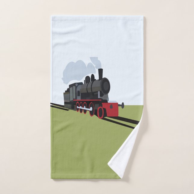 Train à vapeur vintage sur rail (Serviette à main)