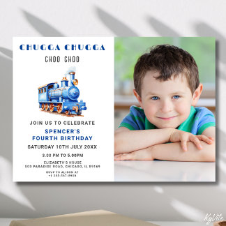 Train Anniversaire Photo Invitation Train