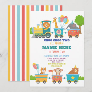 Train Anniversaire Soirée Choo Deux Invitation Ani