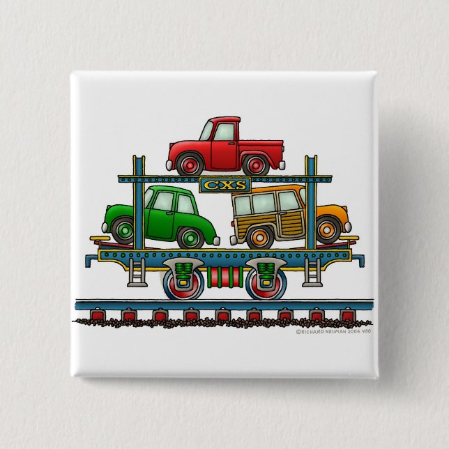 Train Auto Carrier Car Railroad  Car Pins Button (Vorderseite)