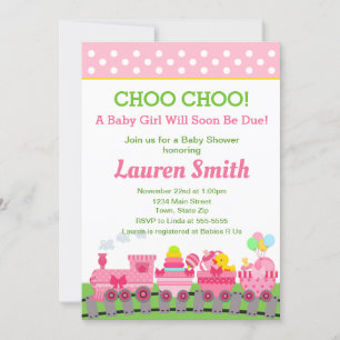 Train Baby Shower Invitation Baby Girl Zug Einladung