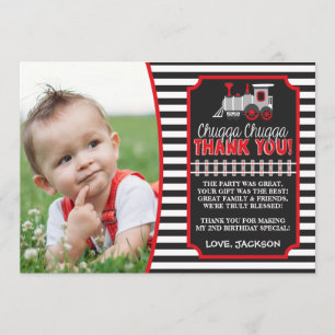 Train Birthday Carte de remerciements avec envelop