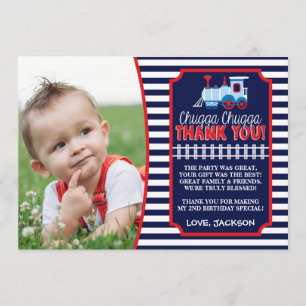 Train Birthday Carte de remerciements avec envelop