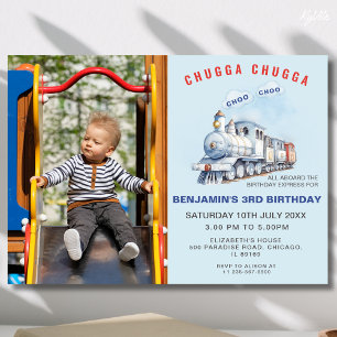 Train Birthday Foto Einladung Chugga Chugga Thema