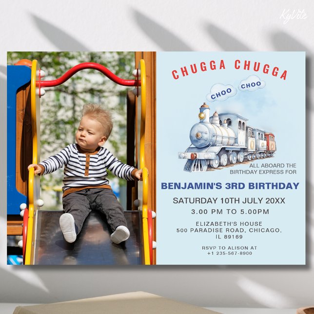Train Birthday Foto Einladung Chugga Chugga Thema (Von Creator hochgeladen)