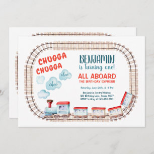 Train Birthday Invite Boy Chugga Choo Bahn Party  Einladung
