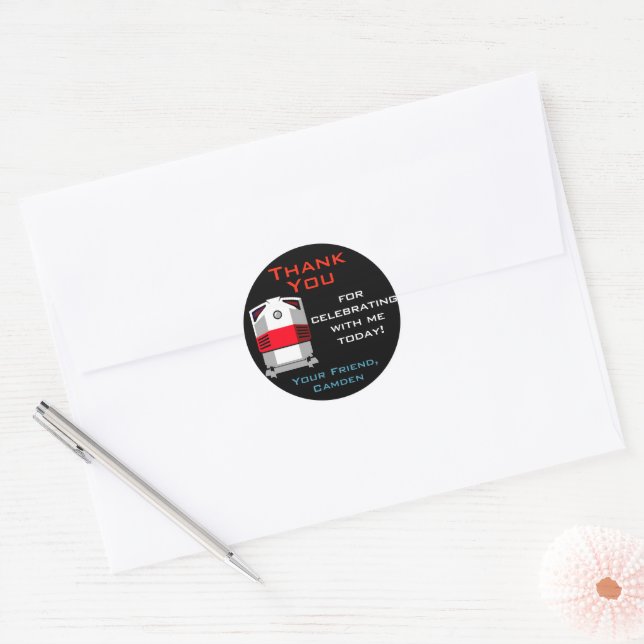 Train Birthday Party Gefallen Geschenksticker Runder Aufkleber (Umschlag)