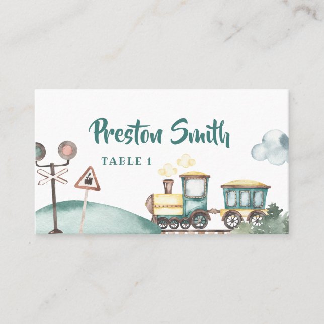 Train Boy 2e anniversaire Thème de la carte de pla (Devant)