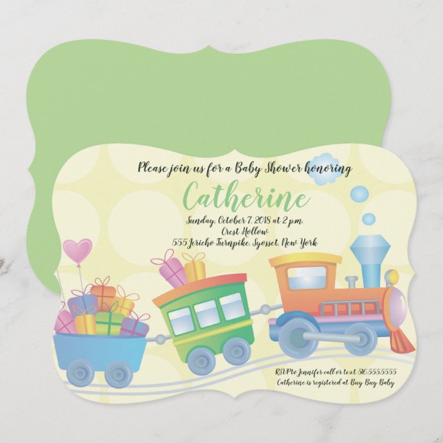 Train Caboose Motor Babydusche Einladung (Vorne/Hinten)