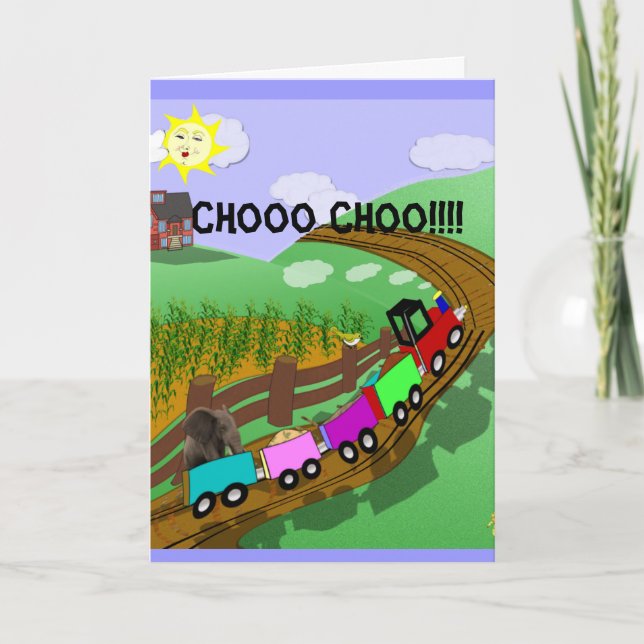 Train carte d'anniversaire pour enfant - customise (Devant)