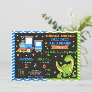 Train Choo Choo & Dinosaure Invitation Anniversair