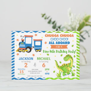 Train Choo Choo & Dinosaure Invitation d'anniversa