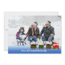 Train de Noël avec Carte photo de salutation de fu