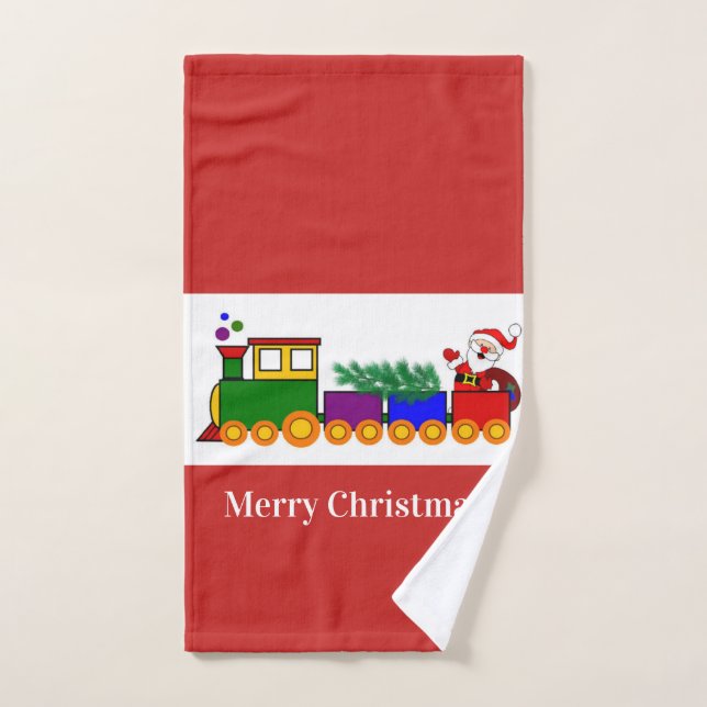 Train des Fêtes de Noël / Serviette rouge à main (Serviette à main)