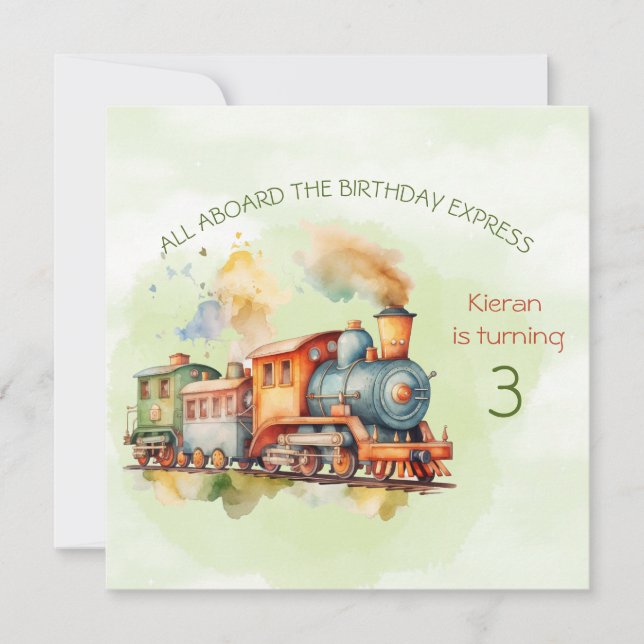 Train Engine Boy 3e. Invitation d'anniversaire (Devant)