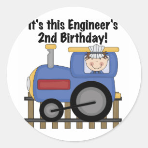 Train Engineer 2. Geburtstagsgeschenke und Geschen Runder Aufkleber
