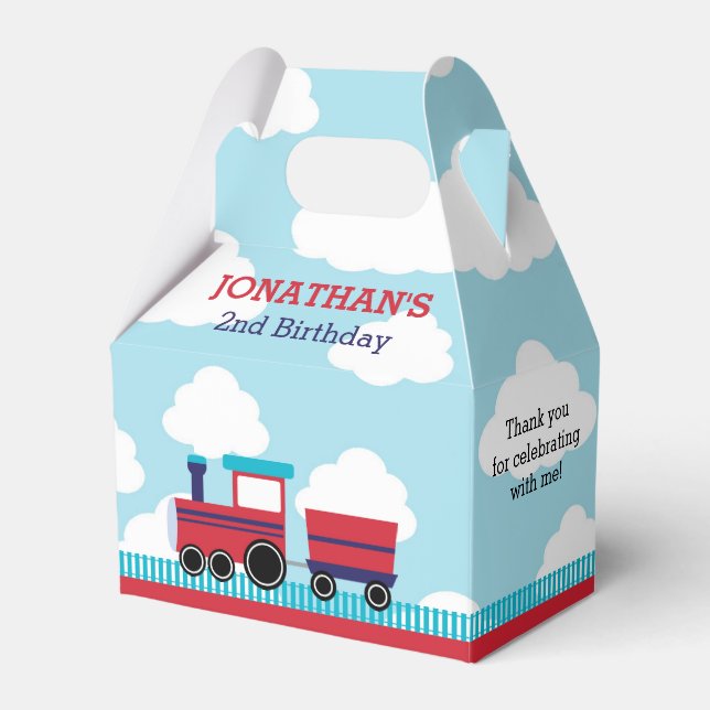 Train Fevor Box (Boys Birthday in Navy & Red) Geschenkschachtel (Vorderseite)