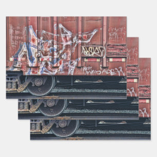 Train Graffiti Grunge Colorful Urban Street Art Geschenkpapier Set