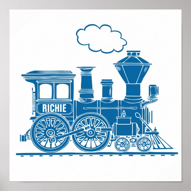 Train graphique bleu décoration personnalisée pour (Devant)