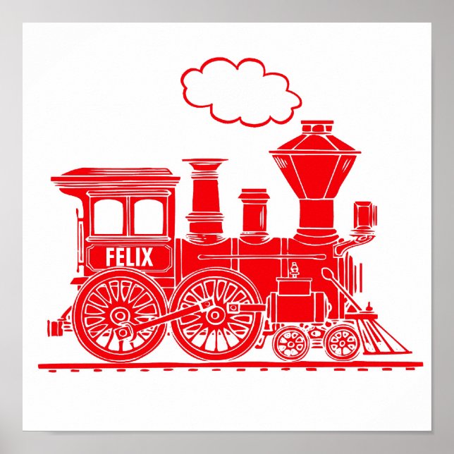 Train graphique rouge décoration personnalisée pou (Devant)