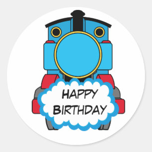 Train Happy Birthday Round Aufkleber