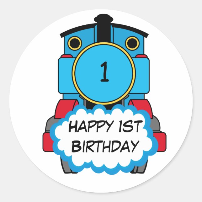Train Happy Birthday round Sticker (Devant)