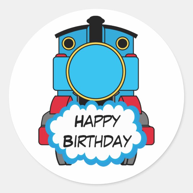 Train Happy Birthday round Sticker (Devant)