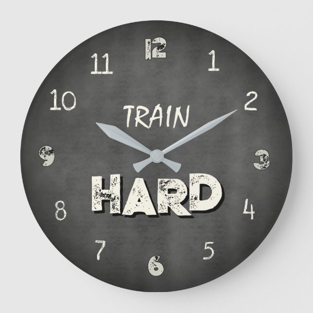 Train Hard Industrial Gym Große Wanduhr (Vorderseite)