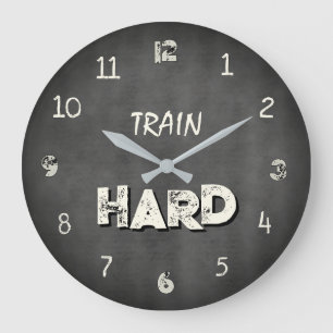 Train Hard Industrie Fitnessstudio Große Wanduhr