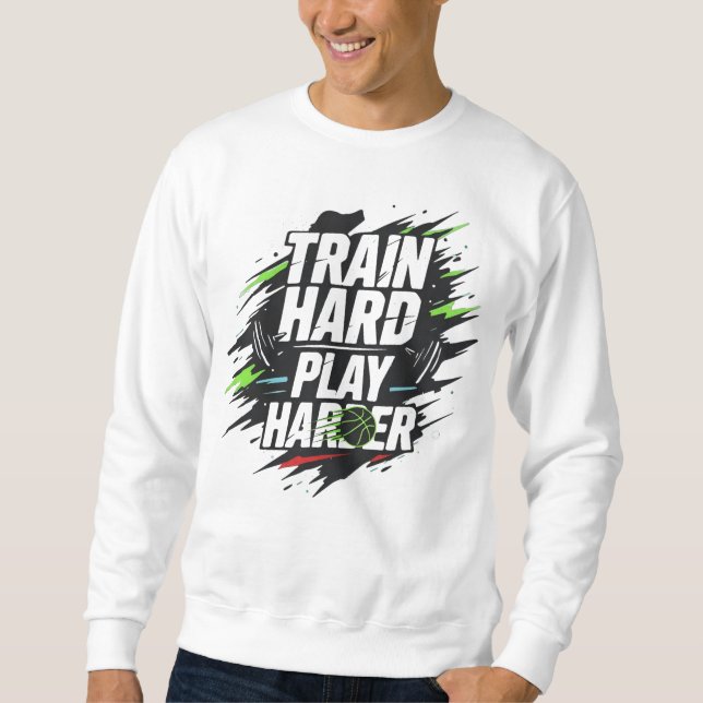 Train Hard Play Harder Basketball T - Shirt - Moti (Vorderseite)