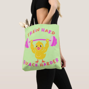 Train Hard Quack Harder Funny Duck Weightlift Tasche