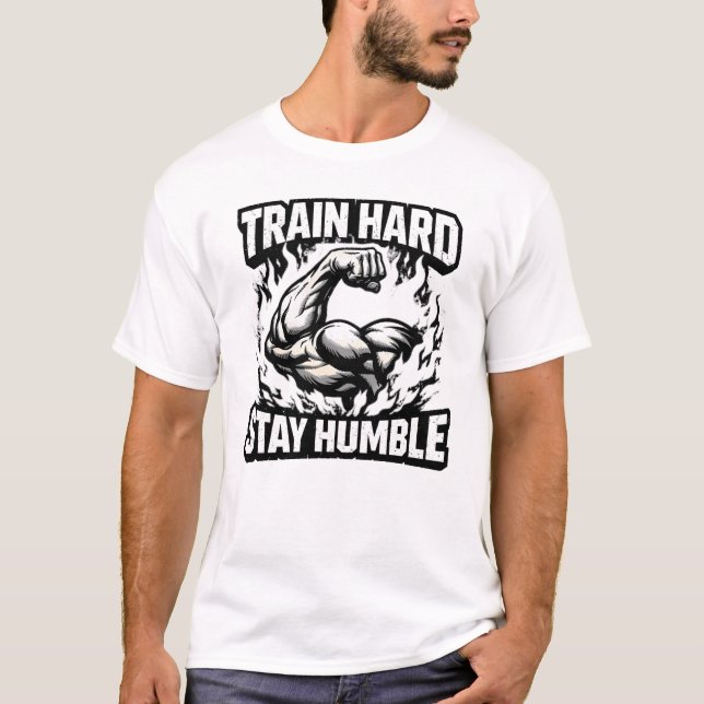 Train Hard Stay Humble – Gym Mindset Balance Tee (Vorderseite)
