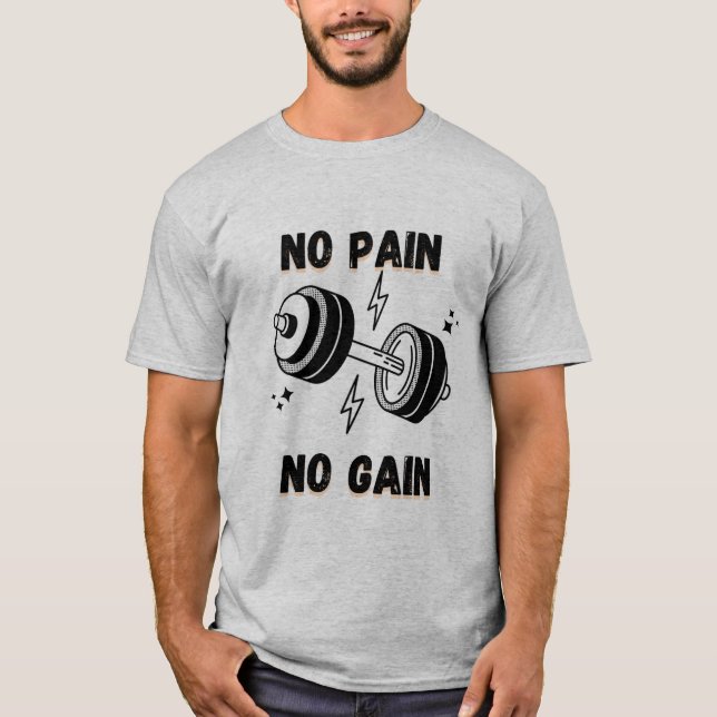 Train Hard Tee - No Pain No Gain Statement T-shirt (Devant)